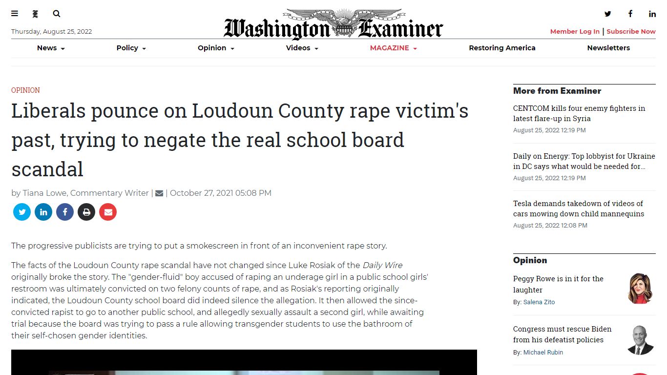 Liberals pounce on Loudoun County rape victim's past, trying to negate ...